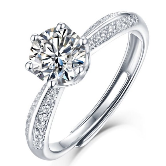 Jewelry - Certified 3ct. t.w. Diamond Moissanite Solitaire Engagement Ring NEW A